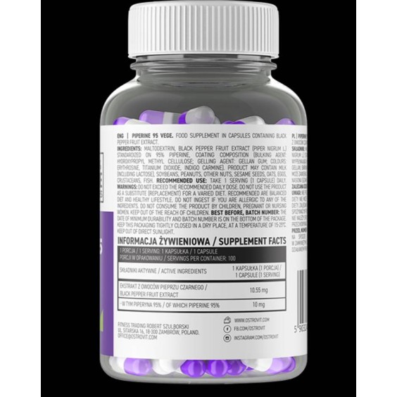 OstroVit Piperine 95 / Vege 100 капсули на изгодни цени OstroVit Piperine 95 / Vege 100 капсули на супер цена Изгаряне на мазнини